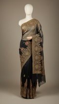 Black Organza Saree with Antique Threadwork