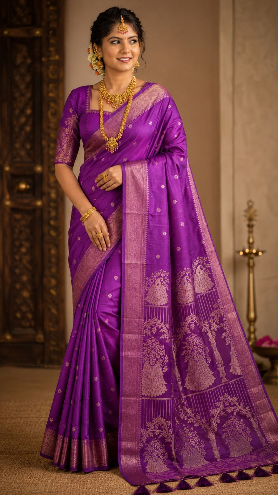 Soft Banarasi Saree in Royal Purple