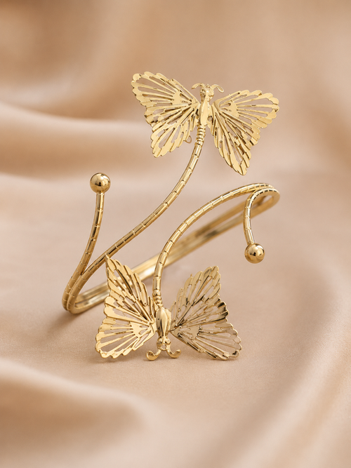Butterfly Motif Gold-Tone Alloy Armlet
