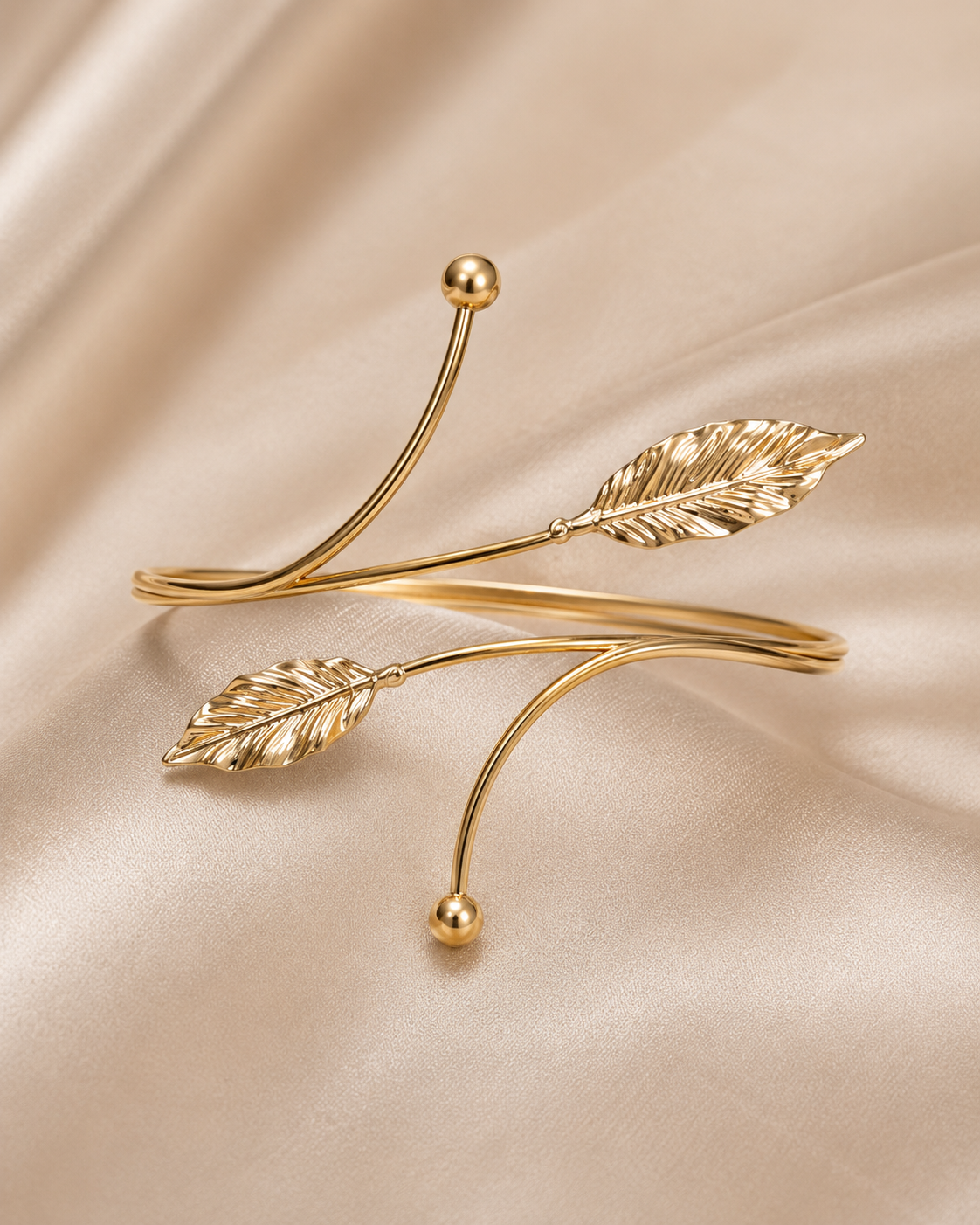 Leaf Motif Gold-Tone Armlet