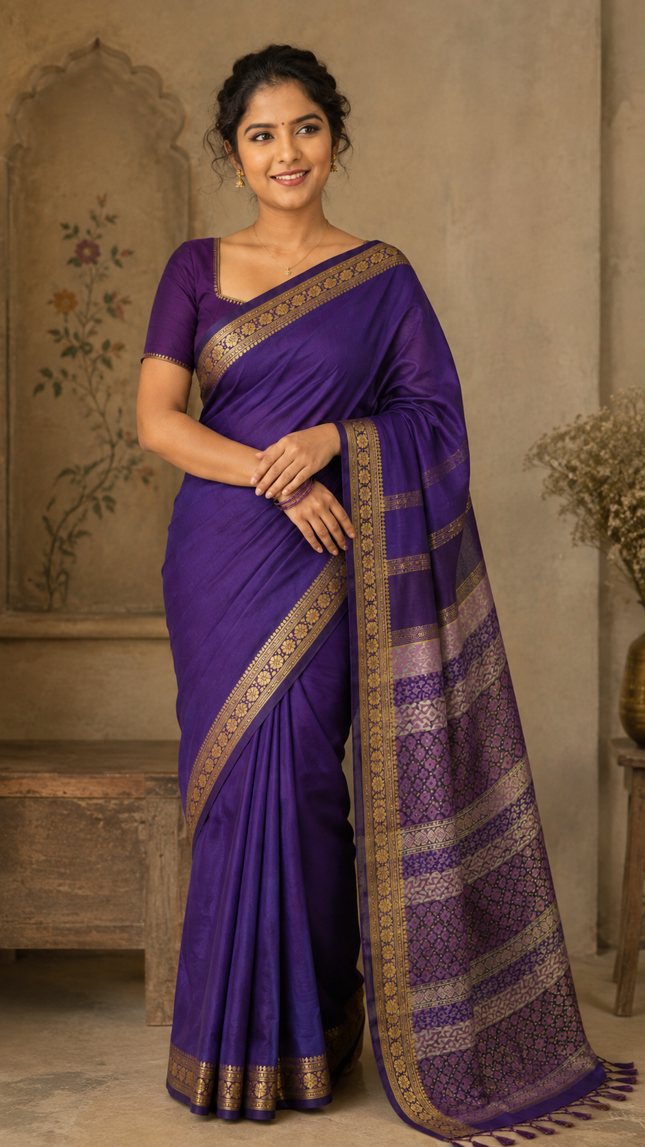 Semi Mysore crepe saree